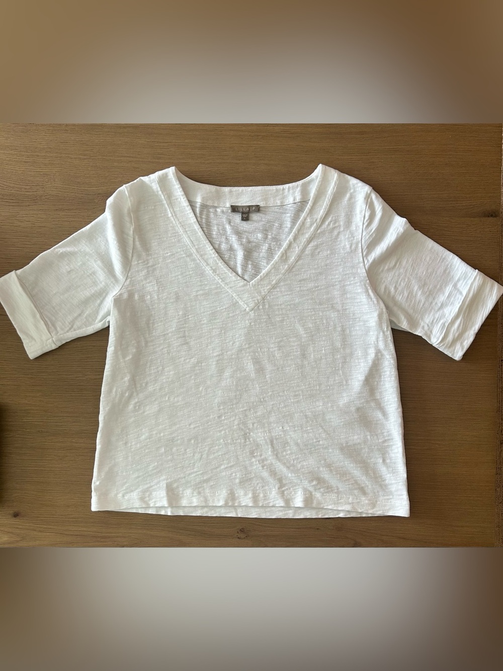 Lilla P White Elbow Length Cuff Sleeve Tee